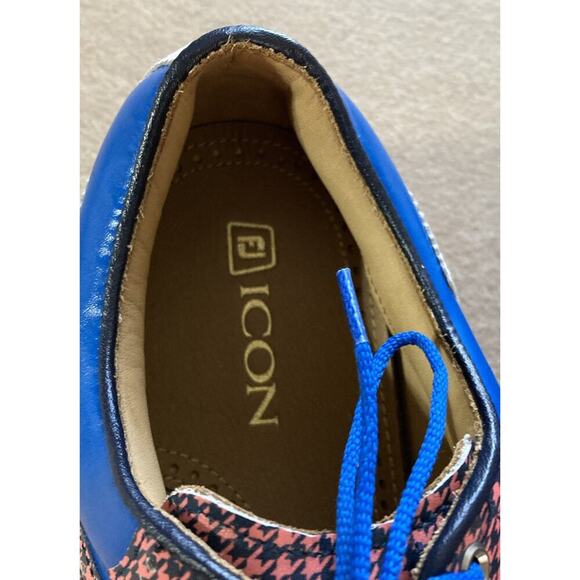 FootJoy Men’s Icon Wingtip Golf Shoes Sz 8.5 GOB New Blue Pink Spike Less rare - Picture 7 of 8
